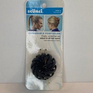 Scunci Expandable Adjustable Ponytailer Bun Clip Black